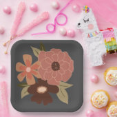 フラワーズピーチグレーボタニカルイベント ペーパープレート (パーティー)