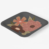 フラワーズピーチグレーボタニカルイベント ペーパープレート (傾斜あり)