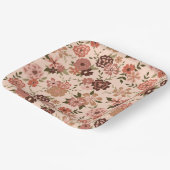 フラワーズピーチブラウンボタニカルイベント ペーパープレート (傾斜あり)