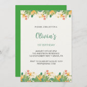 フラワーズファースト誕生日招待状 招待状 (正面/裏面)