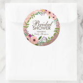 フラワーズブライダルシャワーピンクローズ金ゴールドグリッター ラウンドシール (バッグ)