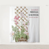 フラワーズブライダルシャワーフォトブース背景 タペストリー (正面)