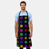 フラワーズブラックカラフルボホフローラシックテンプレート エプロン (着用した状態)