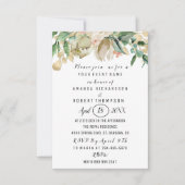 フラワーズブランチミントグリーン金ゴールド水彩白 招待状 (正面)