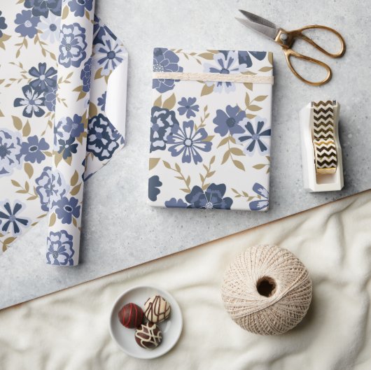 フラワーズブルーつる植物植物園 ラッピングペーパー (クラフト)