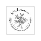 フラワーズブーケシックスクリプト差出人住所 ラバースタンプ (インプリント)