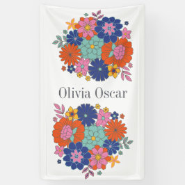 フラワーズボホカラフルブライトフローライラストレーション 横断幕