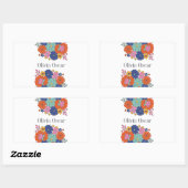 フラワーズボホカラフルブライトフローライラストレーション 長方形シール (シート)