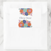 フラワーズボホカラフルブライトフローライラストレーション 長方形シール (バッグ)