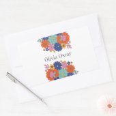 フラワーズボホカラフルブライトフローライラストレーション 長方形シール (封筒)