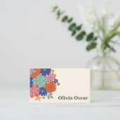 フラワーズボホカラフルブライトレトロフローラ 名刺 (スタンド正面)