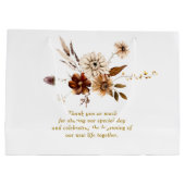 フラワーズボホ秋インラブゴールドフォイル結婚式の引き出物 ラージペーパーバッグ (裏面)