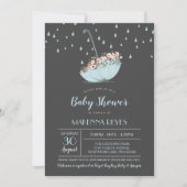 フラワーズボーイまたはニュートラルベビーシャワー付きの傘 招待状 (正面)