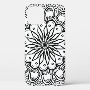 フラワーズマンダラハンドスケッチ iPhone 12ケース