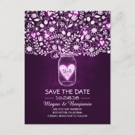 フラワーズメイソンは日付を除いて紫色の素朴な 案内ポストカード