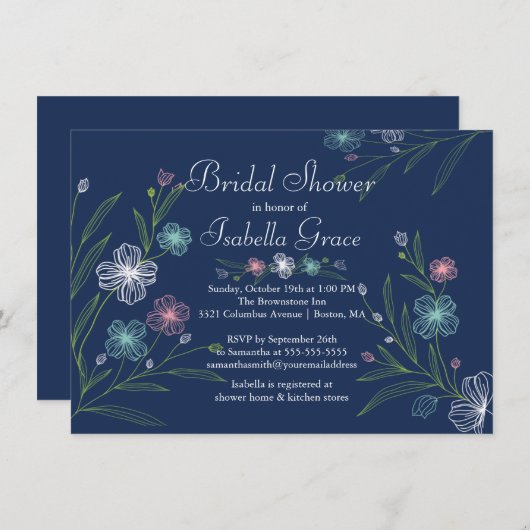 フラワーズモダンフローラブライダルシャワー招待状 招待状 (正面/裏面)