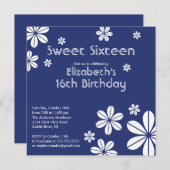フラワーズモダンSweet sixteen誕生日招待状 招待状 (正面/裏面)