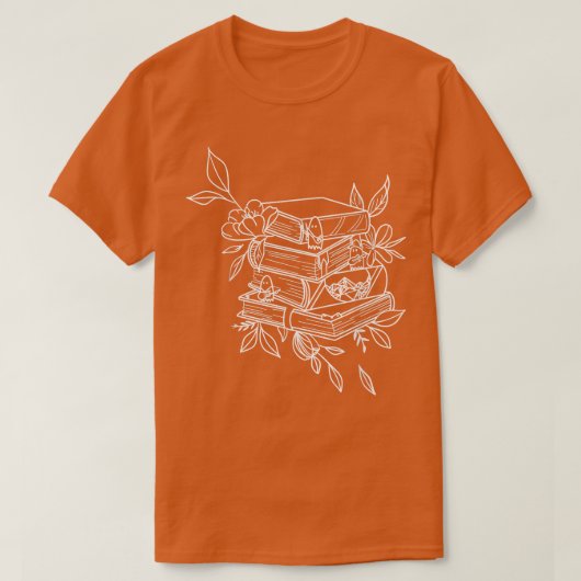 フラワーズライブラリアン女性書籍愛好家先生 Tシャツ (デザイン正面)