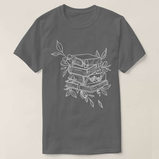 フラワーズライブラリアン女性書籍愛好家先生 Tシャツ (デザイン正面)