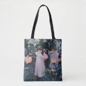 フラワーズランタンヴィンテージアート金ゴールドモノグラムの トートバッグ (正面)