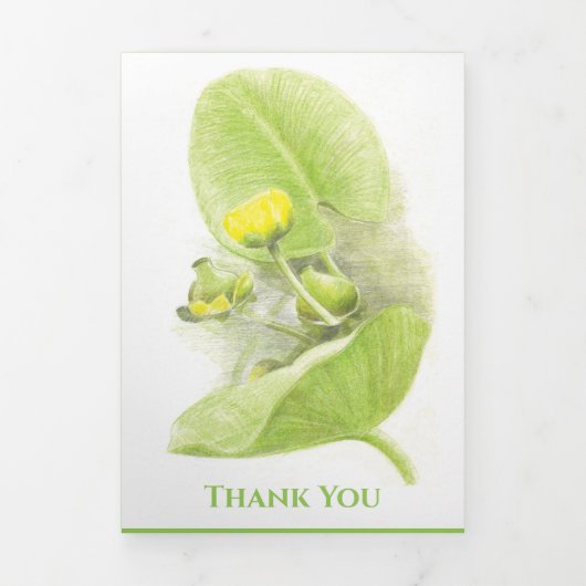 フラワーズリリーペンシルスケッチ 三つ折りクリスマスカード (カバー)