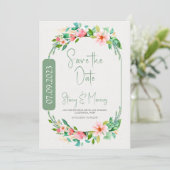 フラワーズリースフレーム日付の保存招待状 招待状 (スタンド正面)