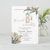 フラワーズリーフシャンパンガラス金ゴールドブライダルシャワー 招待状 (スタンド正面)