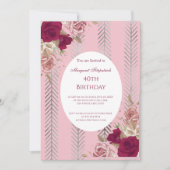 フラワーズレッドピンクローゼバースデーパーティーの招待 招待状 (正面)