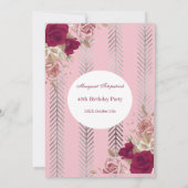 フラワーズレッドピンクローゼバースデーパーティーの招待 招待状 (裏面)