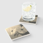 フラワーズ白黒フォトマーブルストーンコースター ストーンコースター (横)