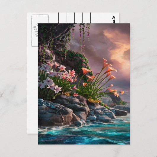 フラワーズ開花アットサンセットショア ポストカード (正面/裏面)