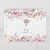 フラワーズ&カウスカル素朴カントリーボホシックRSVP インビテーションポストカード (正面/裏面)