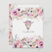 フラワーズ&カウスカル カントリー ラスティック セーブ・ザ・デート 案内ポストカード (正面/裏面)