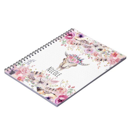 フラワーズ&カウースカル素朴カントリーグラムボホシック ノートブック (左側)