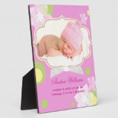フラワーズ&ドット新生児ガール誕生フォトプレート フォトプラーク (側面)