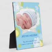 フラワーズ&ドット新生児ボーイ誕生フォト踏絵板 フォトプラーク (側面)