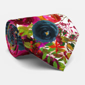 フラワーズ バーガンディー ブラッシュ ネイビー ウォーターカラー ウェディング ネクタイ (ロール)