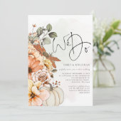 フラワーズ パンプキン オータム ウィ ドゥ QR コード ウェディング 招待状 (スタンド正面)