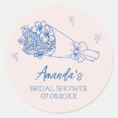フラワーズ ファーマーズ マーケット 手描き ブライダルシャワー ラウンドシール (正面)
