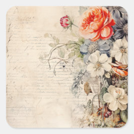 フラワーズ ヴィンテージ コラージュ 1b 1/4 スクエアシール