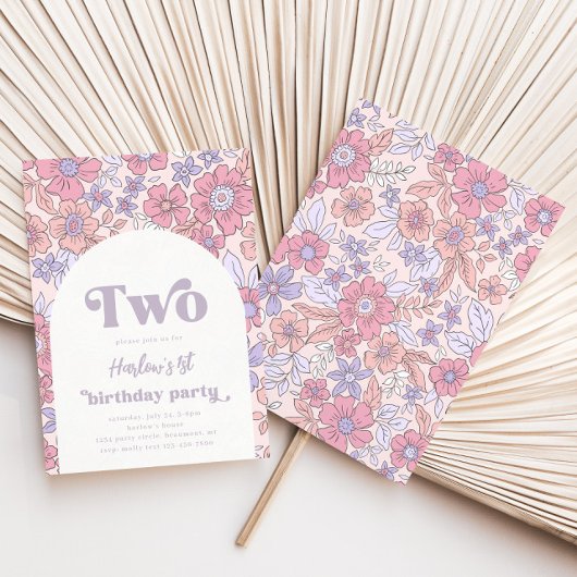 フラワーセカンド誕生日招待状 |ワイルドフラワー 招待状