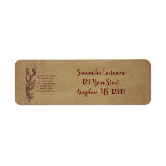 フラワーセレニティ祈りの言葉アド感動的レス ラベル (正面)