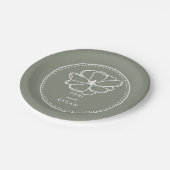 フラワーセージ結婚グリーン ペーパープレート (アングル)