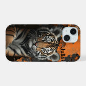 フラワータイガー3D 名前入り iPhone 15ケース (裏面横)