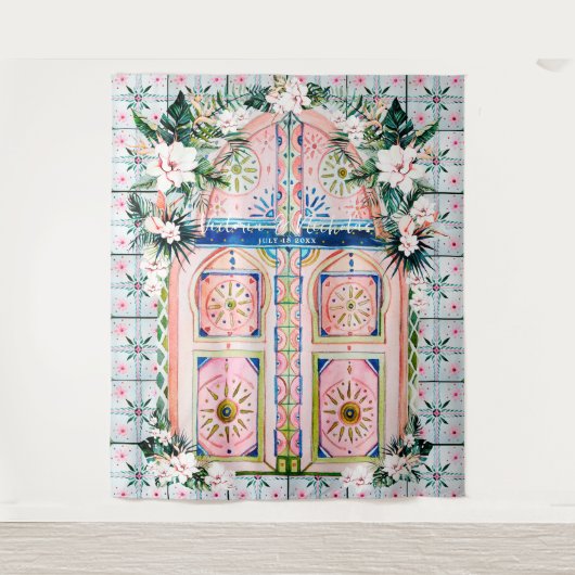 フラワータイル | モロッカントロピックウェディング フォトブース タペストリー (正面)