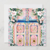 フラワータイル | モロッカン トロピカル カラー パレット 招待状 (裏面)