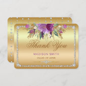 フラワーダイヤモンド卒業ありがとう金ゴールド 案内状 (正面/裏面)