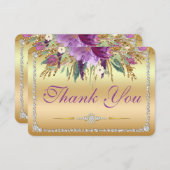 フラワーダイヤ結婚モンドありがとう金ゴールド サンキューカード (正面/裏面)
