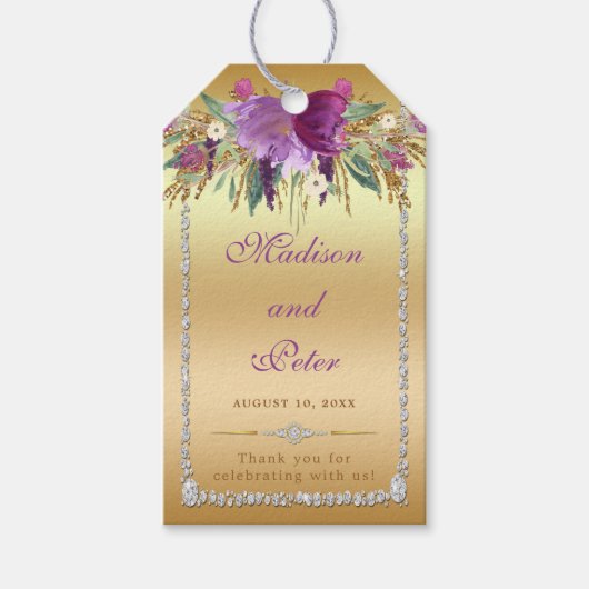 フラワーダイヤ結婚モンドの金ゴールド ギフトタグ (正面)