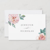 フラワーダスティーローズブロッサムピンクの芍薬の結婚式RSVP  出欠カード (裏面)